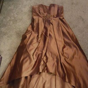 Cinnamon Brown Sweetheart Hi-Lo Formal Dress